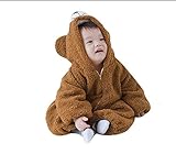 Mrs.L Store ベビー 着ぐるみ ロンパース クマ アニマル 着ぐるみ ベビー＆キッズ用 防寒着 男の子 女の子 出産祝い お正月 年賀状 記念撮影 ベージュ (80サイズ, ブラウン)