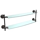 Allied Brass RW-34/24-ORB 24-Inch x 5-Inch Double Glass Shelf, Oil Rubbed Bronze [並行輸入品]