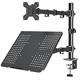 ACTOP ノートパソコンアーム 2in1 モニターアーム 2画面 15.6インチ対応 デュアル ノートPCスタンド アーム 耐荷重9kg