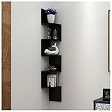 コーナーシェルフ5層壁マウントユニットホームフローティングストレージZig Zagシェルフブラック