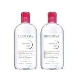 【正規品】ビオデルマ（Bioderma）サンシビオ エイチツーオー D（H2O） 500mL×2本セット 敏感肌用 クレンジング水（大容量 洗顔 メイク落とし クレンジングウォーター 敏感肌用 無香料 無着色 エチルアルコール、オイル、パラベン無添加 弱酸性）