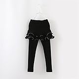 WIN 無地スカッツ チュチュスカート付きレギンス スカッツ「子供服 女の子/キッズ/子ども/子供/レギンス付きスカート/チュールスカート/ (140CM, ブラック)