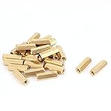 uxcell 六角スペーサー スタンドオフ ブラス　 ピラー円柱形 M4 x 18mm ゴールドトーン 25個
