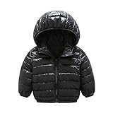 Sanke キッズ ダウンジャケット 子供服 ダウンコート ダウン 中綿ジャケット 防寒 保温 アウターウエア ボーイズ ガールズ フード付き 5色 4サイズ 秋冬ブラック110CM