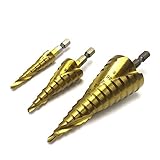 スパイラルフルートステップドリルビットセットコアドリルビットコーンステップドリルビットセット穴カッター1/4 "六角シャンクステップドリル