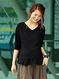 Angeliebe エンジェリーベ 授乳 口 付 V ネック レイヤード トップス フリー ブラック
