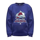 NHL Colorado Avalanche長袖フリースクルーネックトップ、M、ネイビー