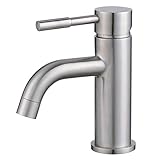 Hiendure ステンレスシングルレバー ワンホール洗面所用水栓混合栓