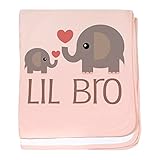 CafePress – Lil Bro Elephant Matching兄弟 – スーパーソフトベビー毛布、新生児おくるみ ピンク 09240214946832E