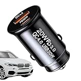 シガーソケット Usbは自動車電池電圧を表示できカーライター充電器,QC4.0 PD20W 車用急速充電ブロック 旅行の必需品、携帯電話、タブレット、カメラの運転中に充電できる電源アダプター