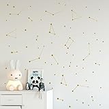 Gold constellation wall decal Space stickers Removable vinyl nursery decals Milky Way stars - 96 pcs