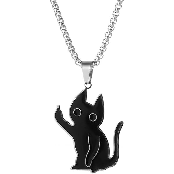 Amazon | [AiO JAPAN] ネックレス ナイフを咥える 黒猫 ネコちゃん 猫