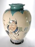 大津絵手描き花瓶　（信楽焼・花瓶・花入れ・花器・壺・壷・水盤・フラワーポット・フラワーベース・Z）