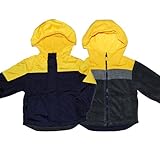 カーターズ（Carter's)【黄色＋グレー&紺リバーシブルフード付ジャケット】フリースパーカー付ジャケット 24months 24ヶ月用　90cm-95cm 出産祝いギフトプレゼント,ネイビーアウタ