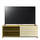天然木調バイカラーローボード ナチュラル テレビ台 幅120cm おしゃれ シンプル 木製 ロータイプ TVボード テレビボード 可動棚 スライド扉 大人インテリア