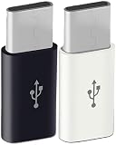 USB MicroB TYPE-C変換アダプター マイクロB タイプc 対応 USB-C 変換アダプタ Android iPhone15/16対応 スマホ タブレット 最大2A出力 (ブラック ホワイト, 各1個計2個)