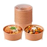 Asdays 使い捨て弁当箱 使い捨て どんぶり 使い捨て容器 蓋付き ランチボックス クラフト紙ボウル 紙皿 (750ml 10個セット)