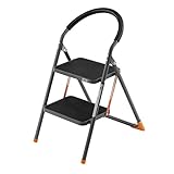 Vonhaus Premium Heavy Duty Steel Folding Portable 2 Wide Step Ladder/Stool