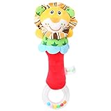 Honel ラトル 歯がため ガラガラ ふわふわ アニマル 可愛いデザイン おもちゃ ホルダー 付き （ライオン）