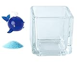 花市場直送便 ミニチュアガラス クジラB ディープブルー & カラーサンド スカイブルー & 植え込み用グラス ニューブロックS