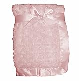Supersoft Pink Luxurious Swirl Plush Satin Edged Baby Pram/Crib Blanket - Suitable For Baby Girl - L