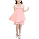 Ruideng 女の子の夏の新しいドレスプリンセスドレスノースリーブシフォンパーティードレスワンピースのスカートのドレスの公演発表会 結婚式 入園式 演奏会 (130cm, ピンク)