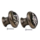 monkeyjack 2pcsスカルパターンヴィンテージメタルドアノブキャビネット引き出しビンドレッサー食器棚プルハンドルノブ家具ハードウェア# 4