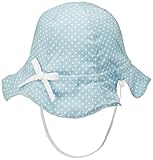 プチボヌール ひもがはずせるリバーシブルピケハットUV オフホワイトxブルードットMサイズ