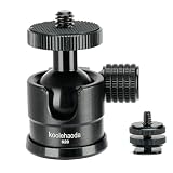 Koolehaoda ミニボールヘッド 自由雲台カメラ用三脚ヘッドマウント 360°回転ボール雲台 1/4" ネジ コールドシューマウント付き 耐荷重5kg DSLR用/ビデオカメラ/三脚/一脚/一眼レフカメラ用