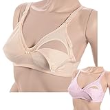 ふんわりマタニティブラ 授乳ブラジャー 2wayオープン カップホック開閉 純綿無地(ピンク)