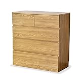 (DORIS) チェスト 4段 幅88 【ファルケ 4段チェスト ライトブラウン】 木製 引き出し5杯 全面化粧仕上げ 金属製スライドレール 組み立て式