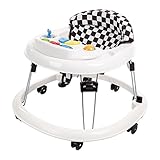 ベビーシンプルウォーカー ブ,多機能 6 7-18 ヶ月子供ロール オーバー赤ちゃん学ぶ赤ちゃんのためドライブ折りたたみ式歩行器,赤ちゃんの歩行-黒と白