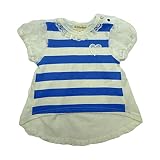 【SiShuNon/シシュノン】BDマリン花柄レースTシャツ ベビー服 子供服 女の子 ボーダー マリン 花柄 レース 半袖Tシャツ 95 4 ネイビー