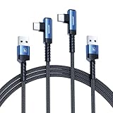 toocki usb c ケーブル 1M 【2本セット】 L字 ブルー usb a to c タイプc ケーブル 3A急速充電 ナイロン編み PD対応 QC 3.0/2.0対応 データ転送 断線防止 iPhone 17/iPhone 16/iPhone 15/Plus、MacBook Air/Pro、Galaxy、SwitchなどUSB-Cデバイスに対応