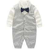 GudeHome ベビーフォーマルカバーオール 男の子 ロンパース 赤ちゃん カバーオール 紳士風 出産祝い 結婚式 七五三 写真撮影 73cm グレーベスト