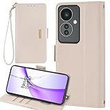 Oppo Reno11 A ケース 手帳型 Reno11A ストラップケース 通用 ネノ 11A ワイモバイル A401OP CPH2603 Reno 11A 手帳 おっぽ ネノ11A カード カバー OPPOneno11a オッポ Reno11A 適用 Cobeimisr case マグネット 携帯カバー ストラップ カードケース スマホケース ベージュ