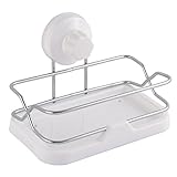 uxcell バスルーム メタル 長方形デザイン 壁 コーナー 吸着コップ ストレージ棚 バスケット ホワイト