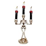 Teepao スケルトンスカルキャンドルライト スカルキャンドルホルダー ゴチックデザイン ユニークな形のスカルデコレーション パーティー クリスマス ハロウィン イベント ギフト (14x6.7x2