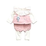 Pojour 春 0-2歳 2-7歳女の子可愛い上下セット キッズ 通気 綿(ピンク)