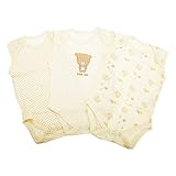 赤ちゃん・ベビー 柄入り ベビー肌着 パジャマ ノースリーブ ボディースーツ (3枚入り) (身長:62-68cm/体重:8kg (3-6ヶ月)) (ライトイエロー)