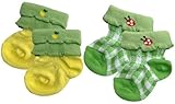 ベビーストーリー 2足組 パイン&てんとう虫 新生児ソックス グリーン 7-9cm 1131-29 脱げにくい仕様 日本製