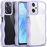OPPO Reno9 A/OPPO Reno7 A 用 ケース クリア ウェーブ おしゃれ かわいい OPG04 用 スマホケース 人気 オッポ リノ9a/7a カバー 滑り止め 薄型 軽量 耐衝撃 ストラップホール付き シリコン 透明（パープル）