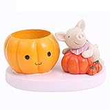 SODIAL 可愛いブタの多肉植物　排水用樹脂付き　小さな花鉢植物鉢　デスクの花の装飾 - カボチャの子豚