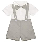 子供服 ベビー ロンパース サスペンダーパンツ 蝶ネクタイ 3点セット フォーマル 夏 半袖 結婚式 新生児 男の子 可愛い 綿 ズボンつり 半ズボン 写真撮影小道具 七五三 卒園式 入園式 発表会 