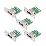 xiwai USB Type C メスソケット DIY OEM PCボード 24ピン USB 2.0 ピン配列パネル マウントタイプ コネクター 修理交換部品用 5個