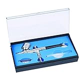 NUZAMAS 0.3mmデュアルアクションエアブラシキットセットエアブラシスプレーガンメイクアップペイントネイルアートタトゥープラスチックドロッパー＆レンチ