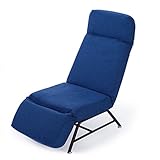 座椅子 一人掛けソファ 背もたれ・ヘッド・フット 3点可動 ポケットコイル 44段階ギア ハイバック 座面高め 脚付き座椅子 ファブリック ネイビー