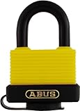 ABUS 70 / 45 KDイエローAll Weatherソリッド真鍮ボディwith天気カバーとスチールシャックルキー設定異なる南京錠