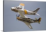 Rob Edgcumbeプレミアムシックラップキャンバス壁アート印刷題名A P - 51ムスタングMustang and f-86 Sabre Warbird遺産の基礎 48" x 32" 23237