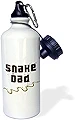 3dRose "Snake Dad-スネーク爬虫類愛好家やペットオーナー向け-曲線的なトラックマーク付き-Serpentes" スポーツウォーターボトル 21オンス ホワイト